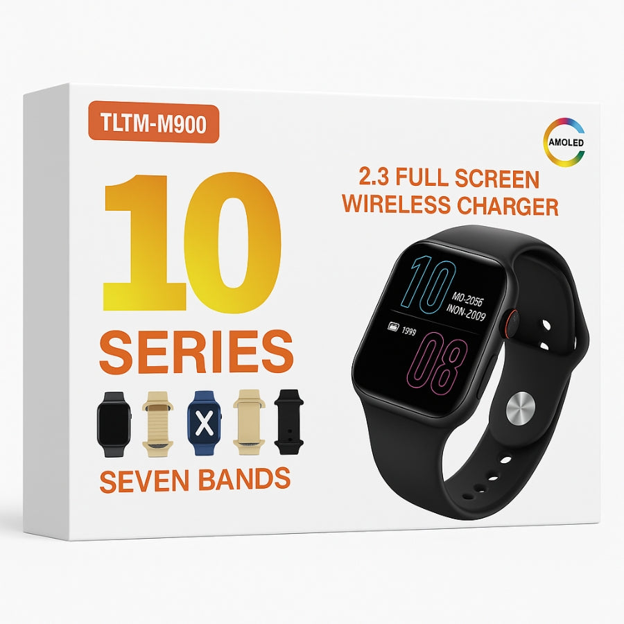 TLTM M900 Smartwatch Series 10 – AMOLED Display + 7 Straps